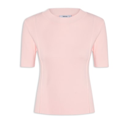 Blusa Feminina Tricot Detalhe Nervura - Rosa