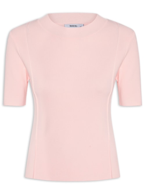 Blusa Feminina Tricot Detalhe Nervura - Rosa