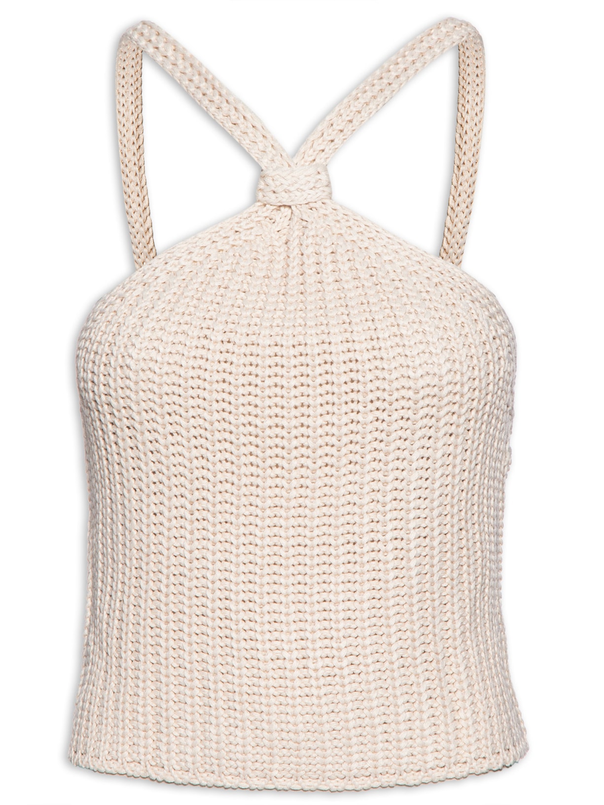 Blusa Feminina Tricot Detalhe Nó - Bege