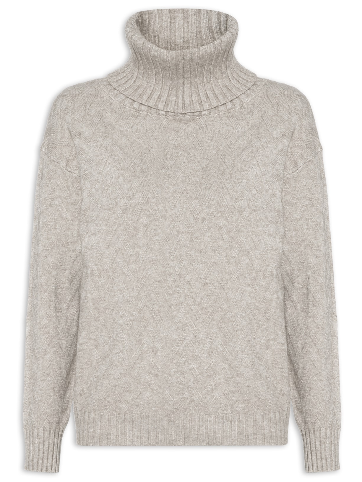 Blusa Feminina Tricot Feminina Com Manga Longa e Gola Alta - Cinza