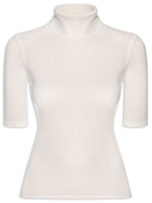 Blusa Feminina Tricot Gola Alta – Branco