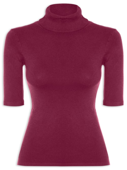 Blusa Feminina Tricot Gola Alta – Vermelho
