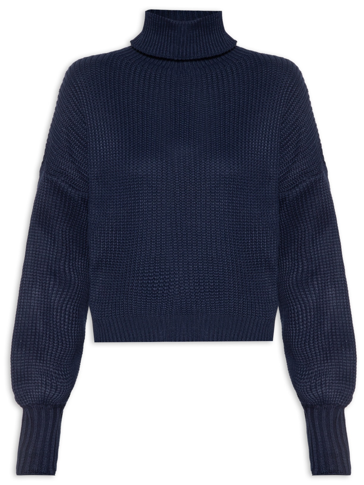 Blusa Feminina Tricot Gola Alta - Azul