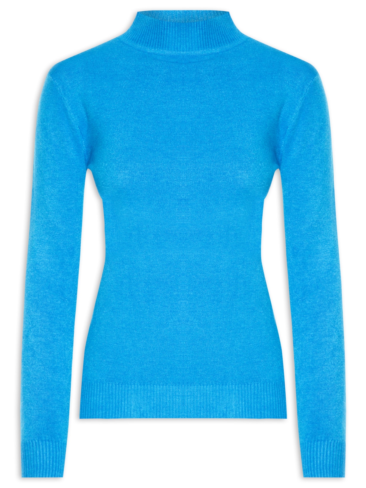Blusa Feminina Tricot Gola Alta - Azul