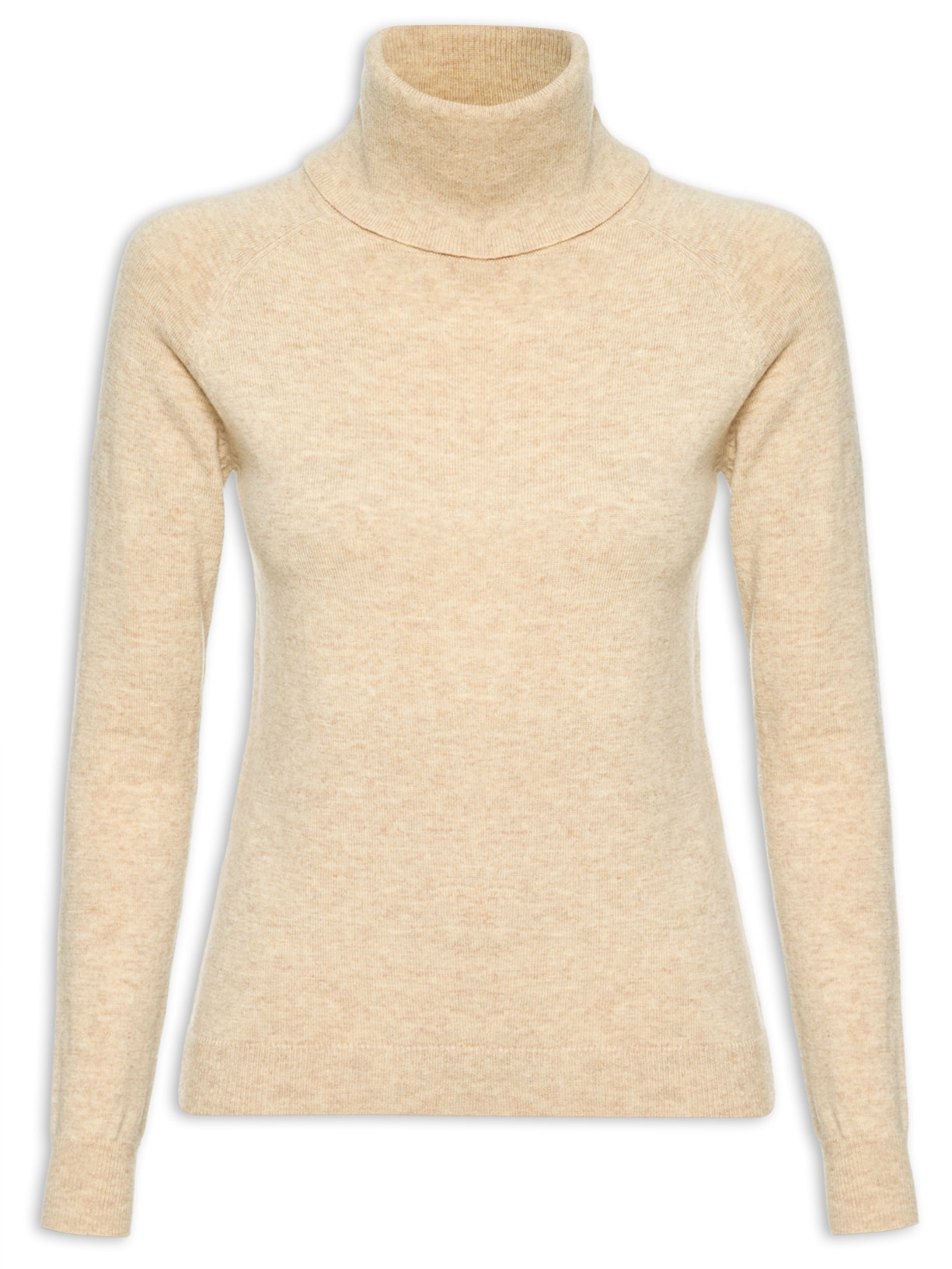 Blusa Feminina Tricot Gola Alta Bege Mixed