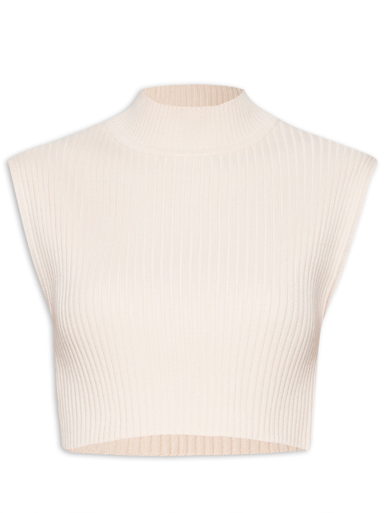 Blusa Feminina Tricot Gola Alta - Bege