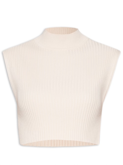 Blusa Feminina Tricot Gola Alta - Bege