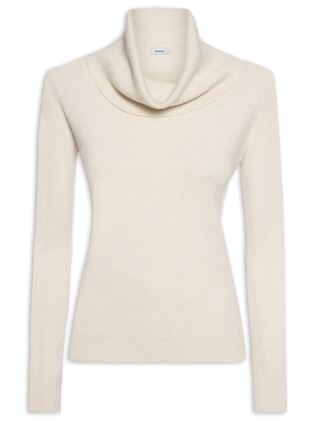 Blusa Feminina Tricot Gola Alta - Bege