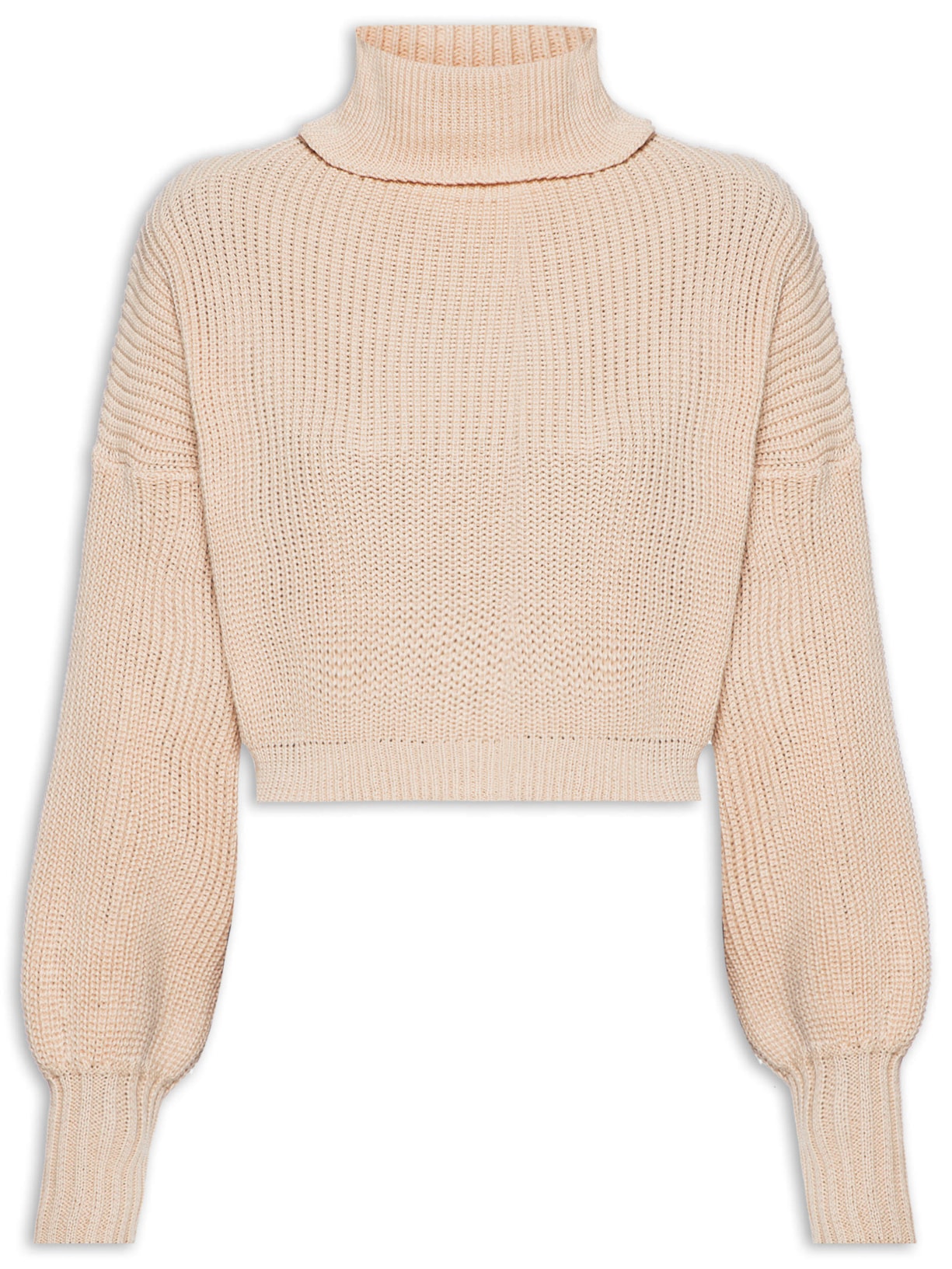 Blusa Feminina Tricot Gola Alta - Bege