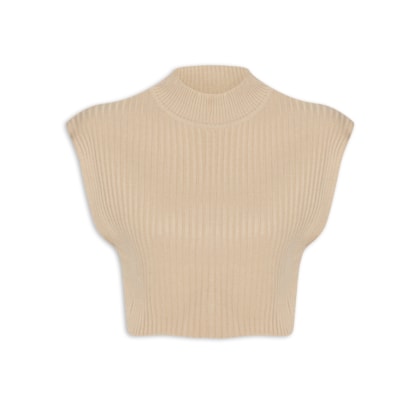 Blusa Feminina Tricot Gola Alta - Bege