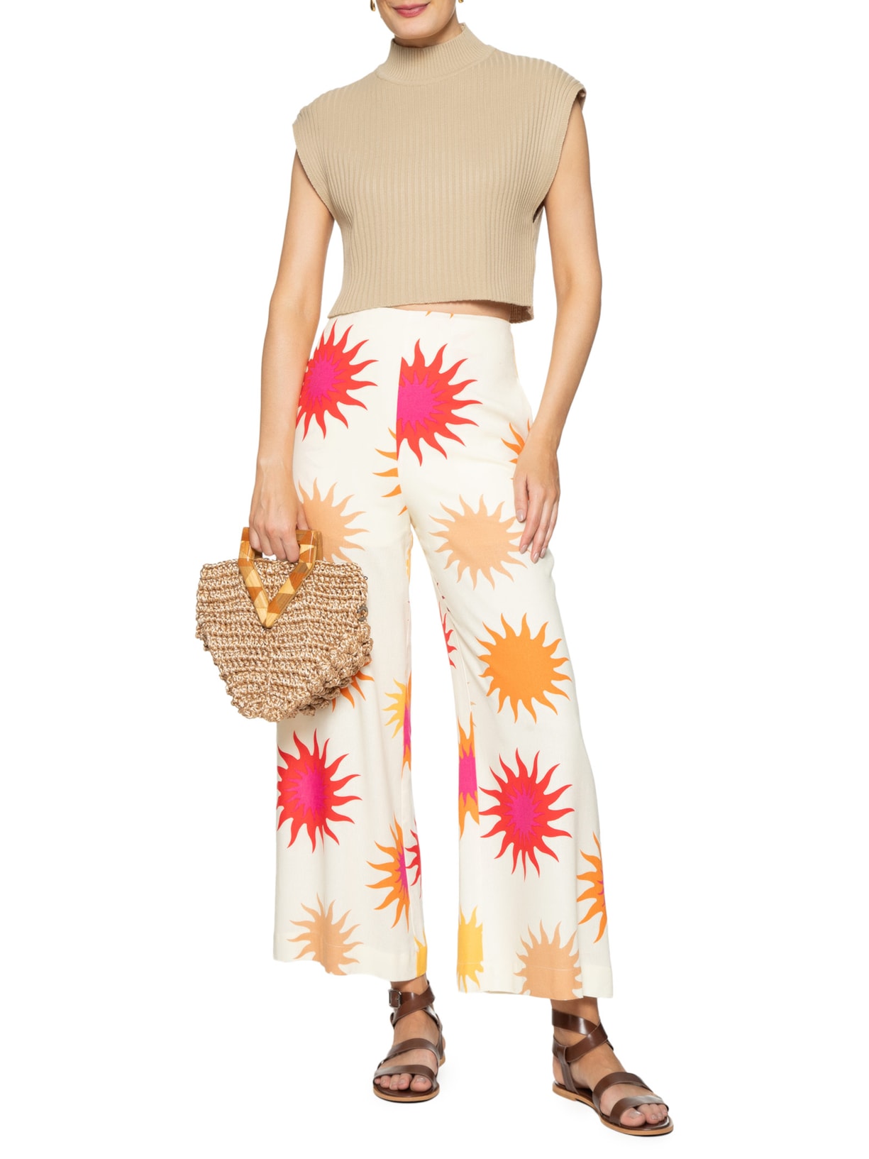 Blusa Feminina Tricot Gola Alta Bege Dress To