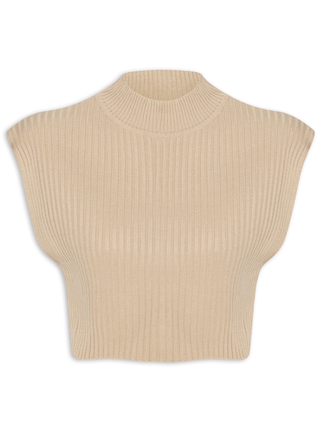 Blusa Feminina Tricot Gola Alta - Bege