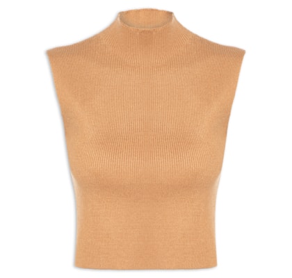 Blusa Feminina Tricot Gola Alta - Bege