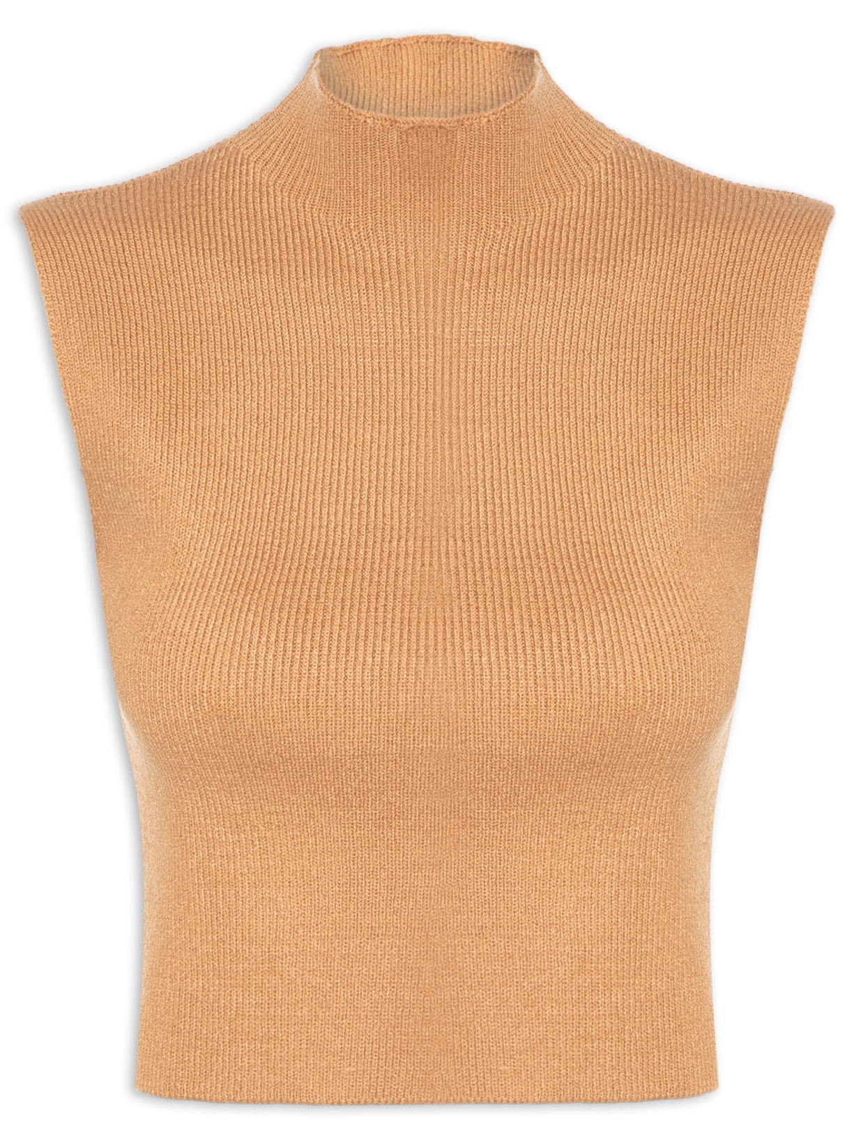 Blusa Feminina Tricot Gola Alta - Bege