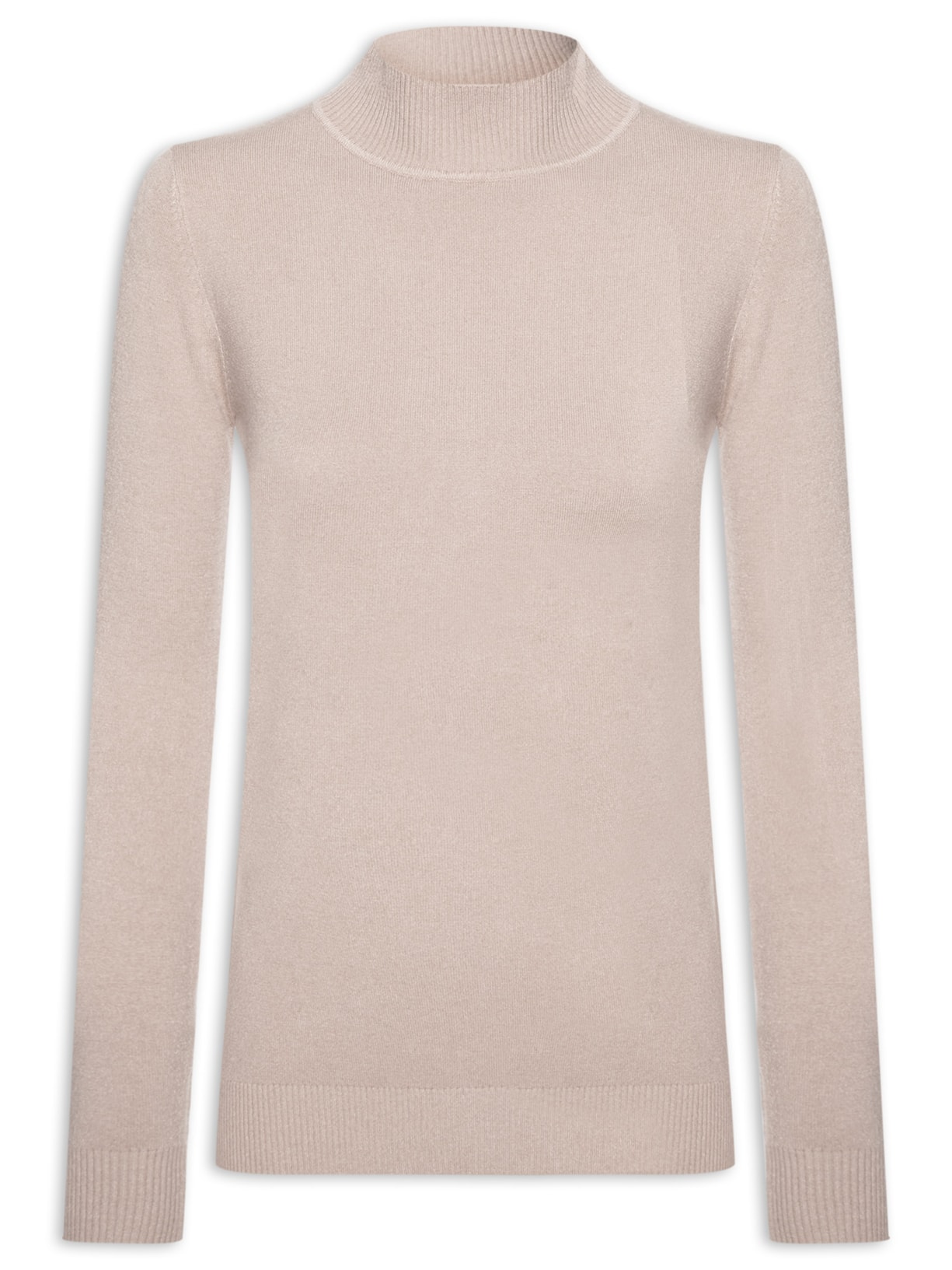Blusa Feminina Tricot Gola Alta - Bege