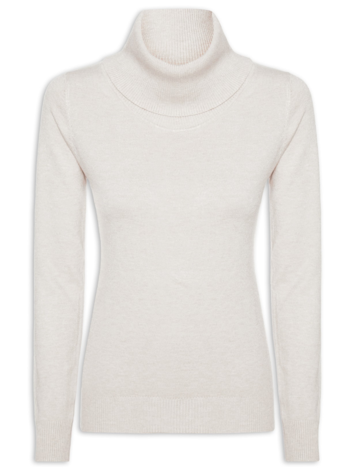 Blusa Feminina Tricot Gola Alta - Bege