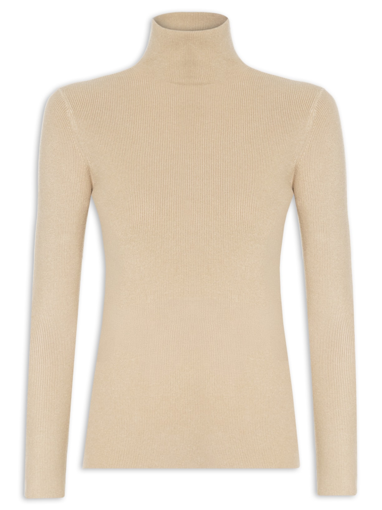 Blusa Feminina Tricot Gola Alta - Bege