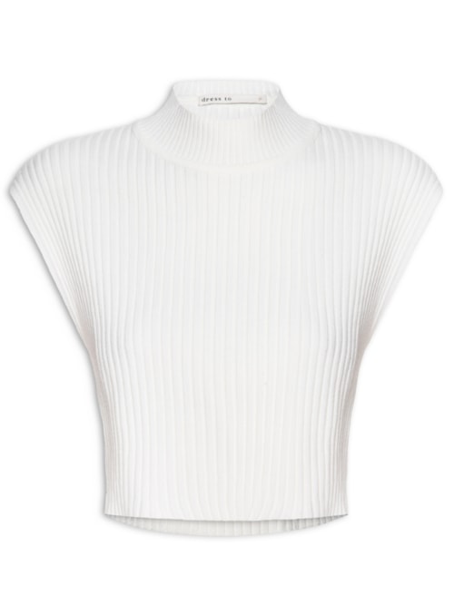 Blusa Feminina Tricot Gola Alta - Branco