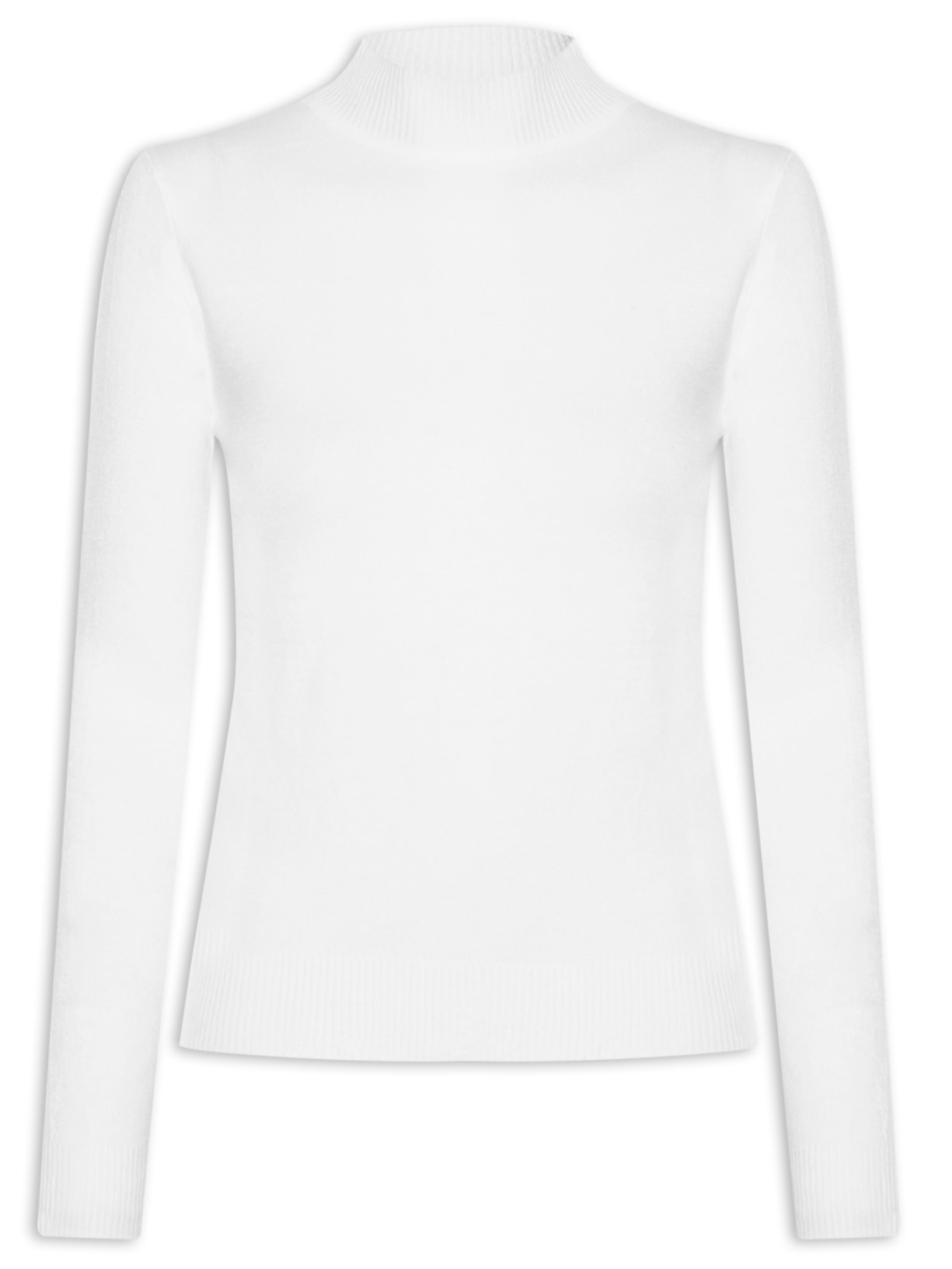 Blusa Feminina Tricot Gola Alta - Branco