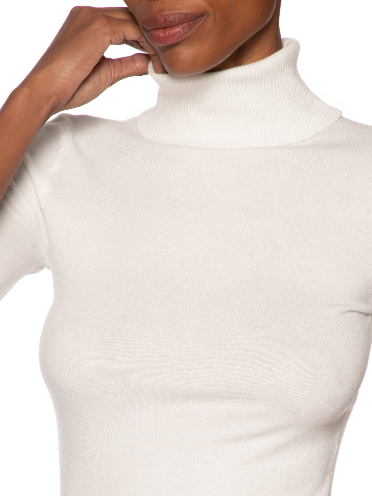 Blusa Feminina Tricot Gola Alta Branco Basiq
