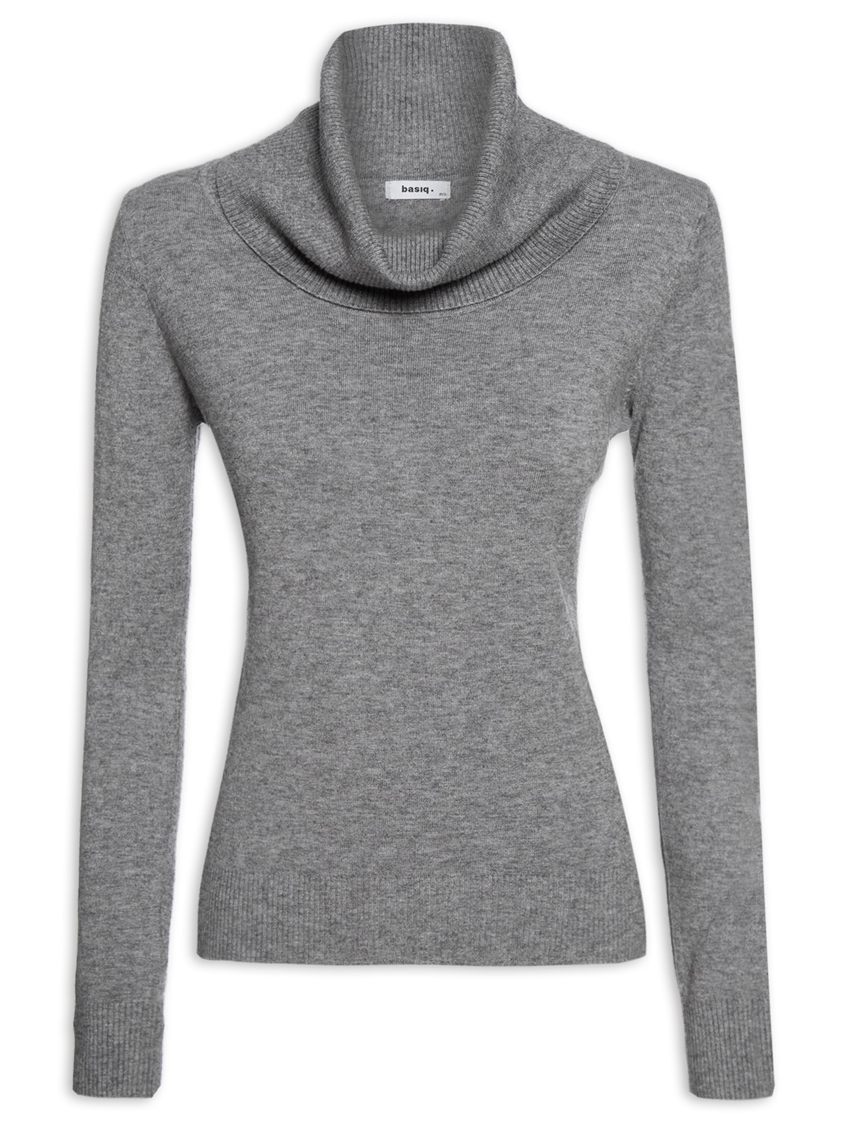 Blusa Feminina Tricot Gola Alta - Cinza