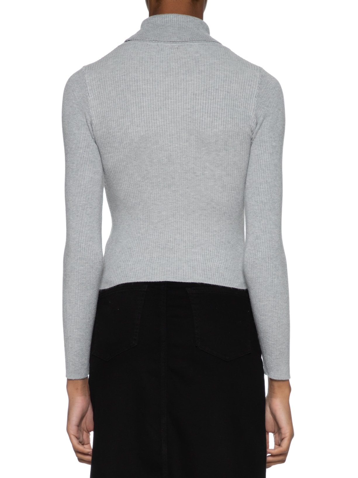 Blusa Feminina Tricot Gola Alta Cinza Basiq