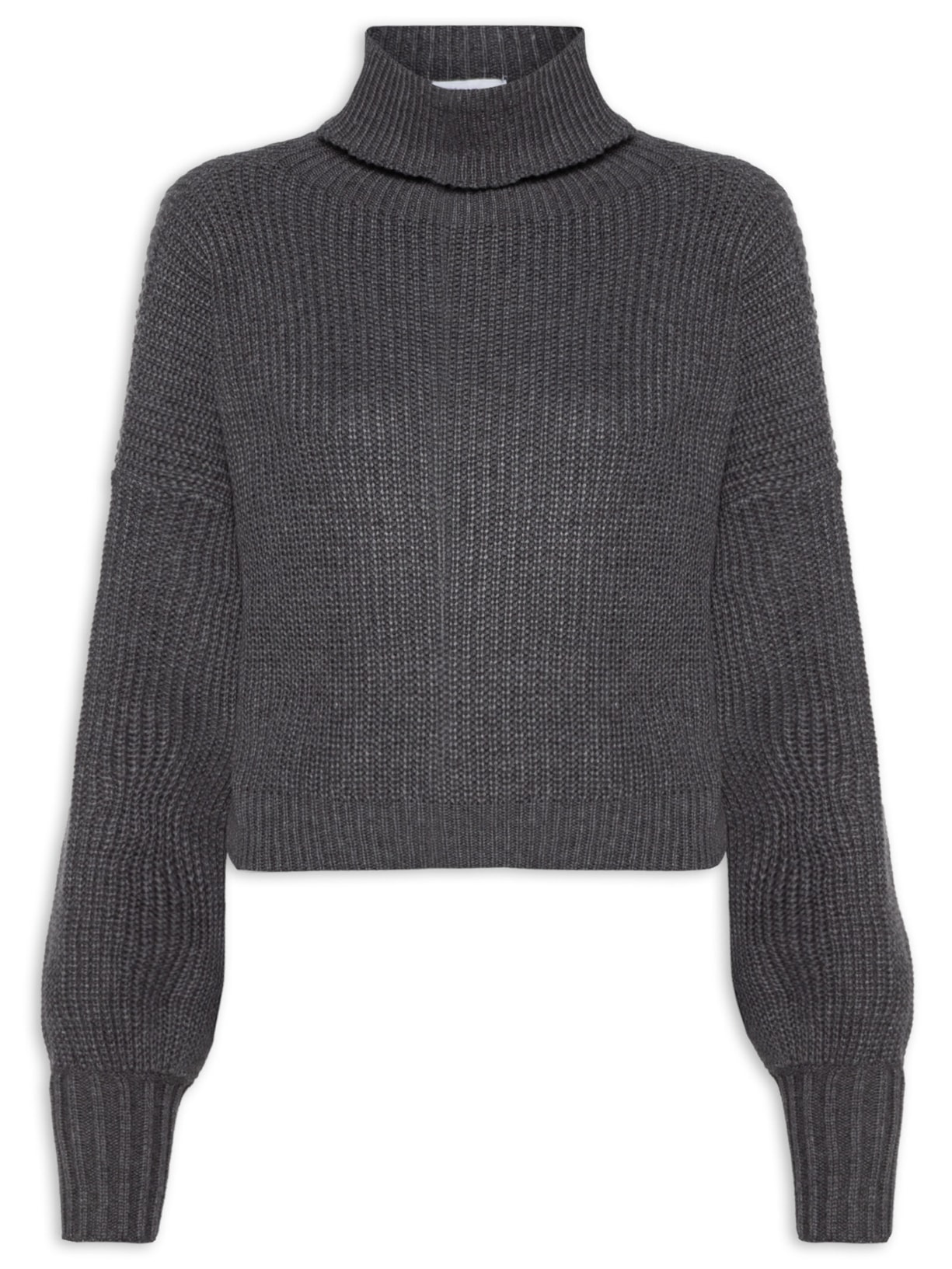 Blusa Feminina Tricot Gola Alta - Cinza