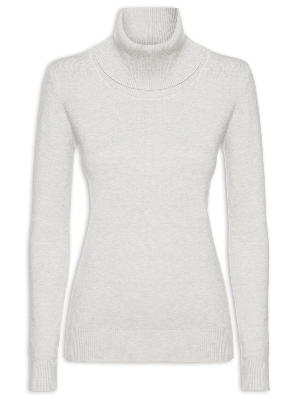 Blusa Feminina Tricot Gola Alta - Cinza