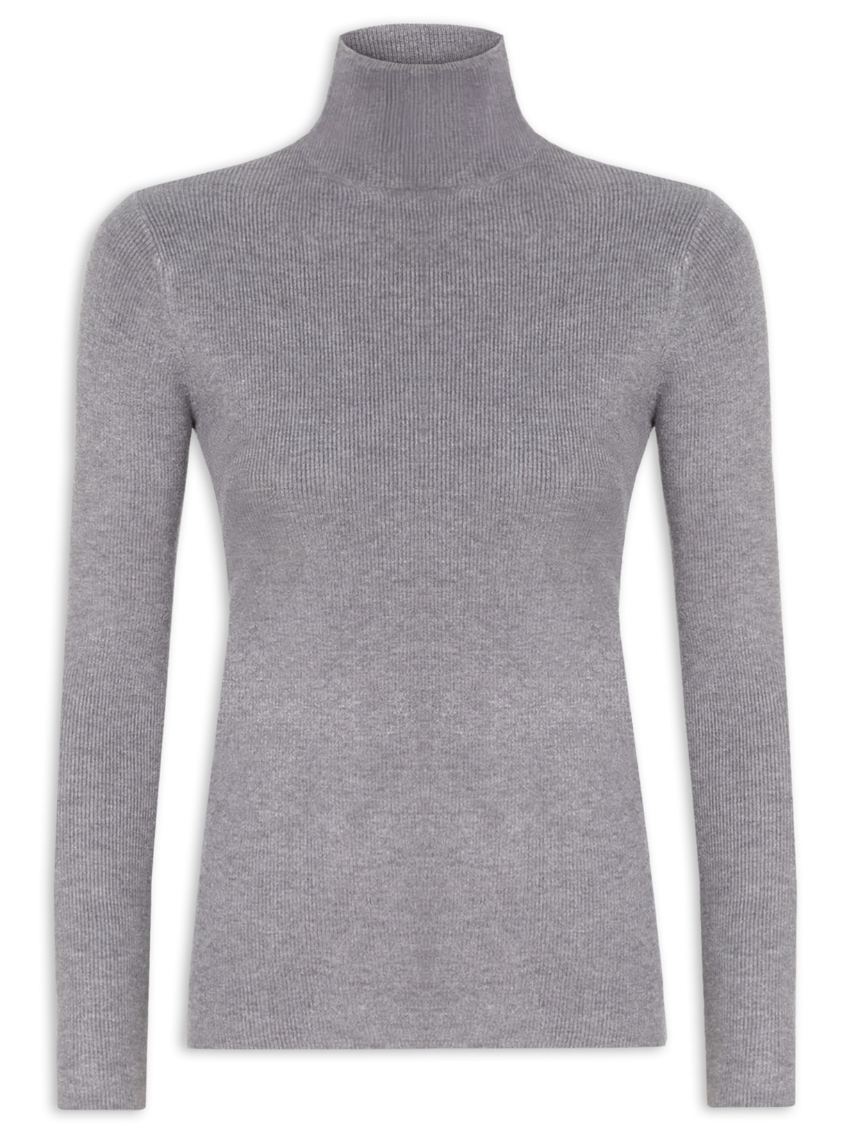 Blusa Feminina Tricot Gola Alta - Cinza
