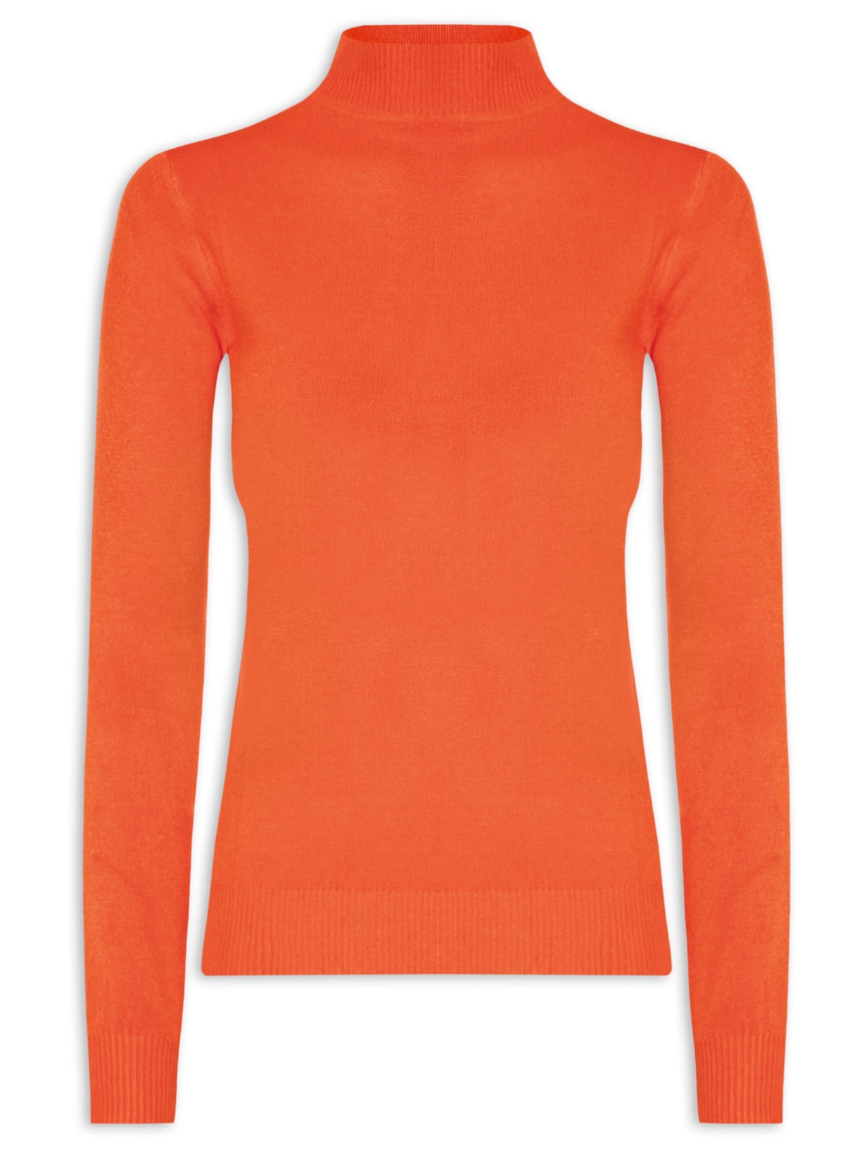 Blusa Feminina Tricot Gola Alta - Laranja