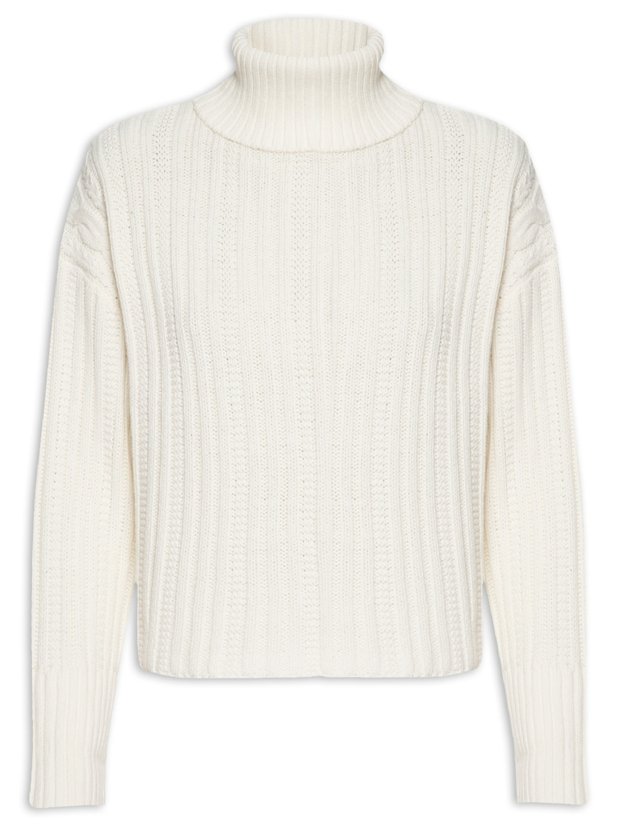 Blusa Feminina Tricot Gola Alta - Off White