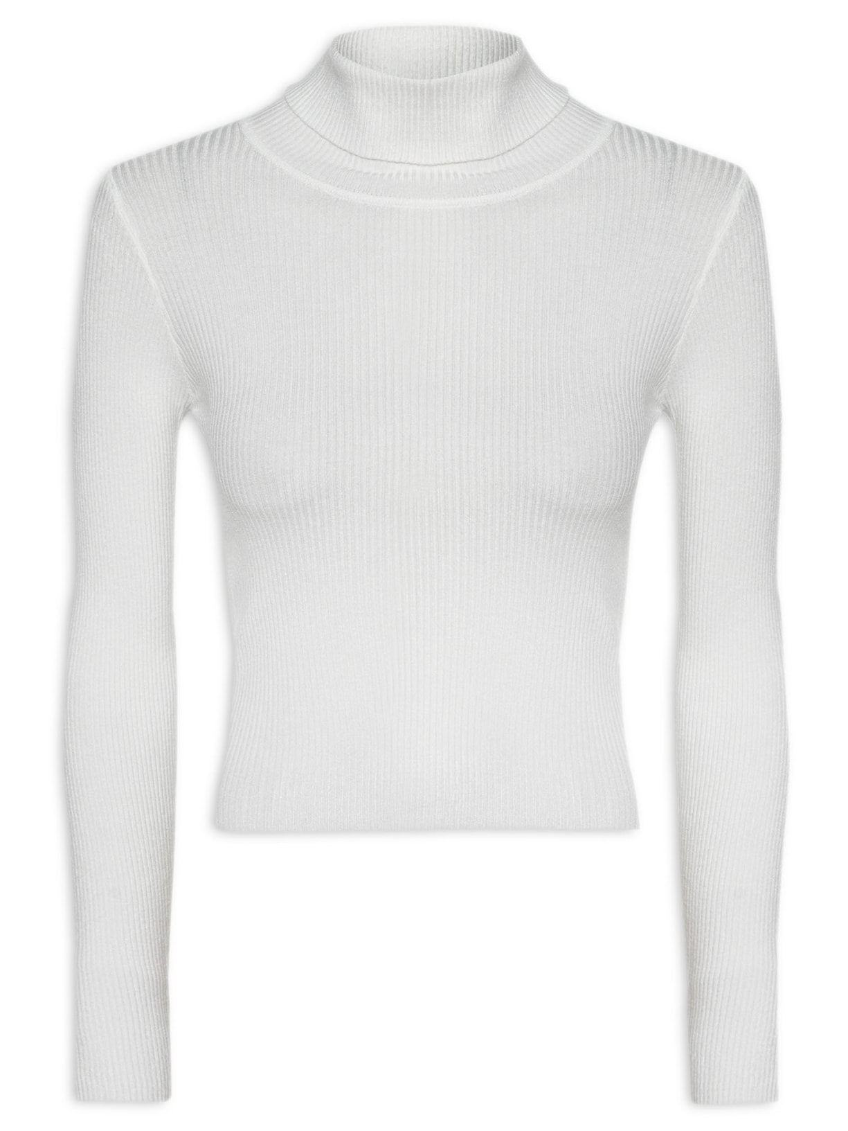 Blusa Feminina Tricot Gola Alta - Off White