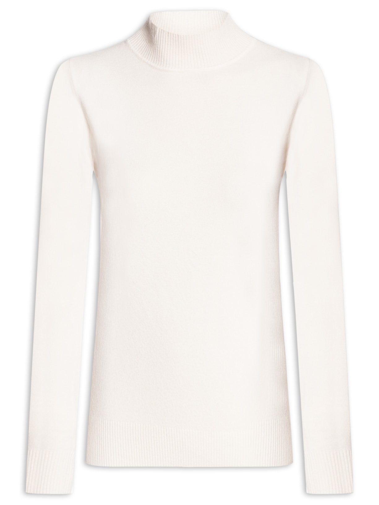 Blusa Feminina Tricot Gola Alta - Off White