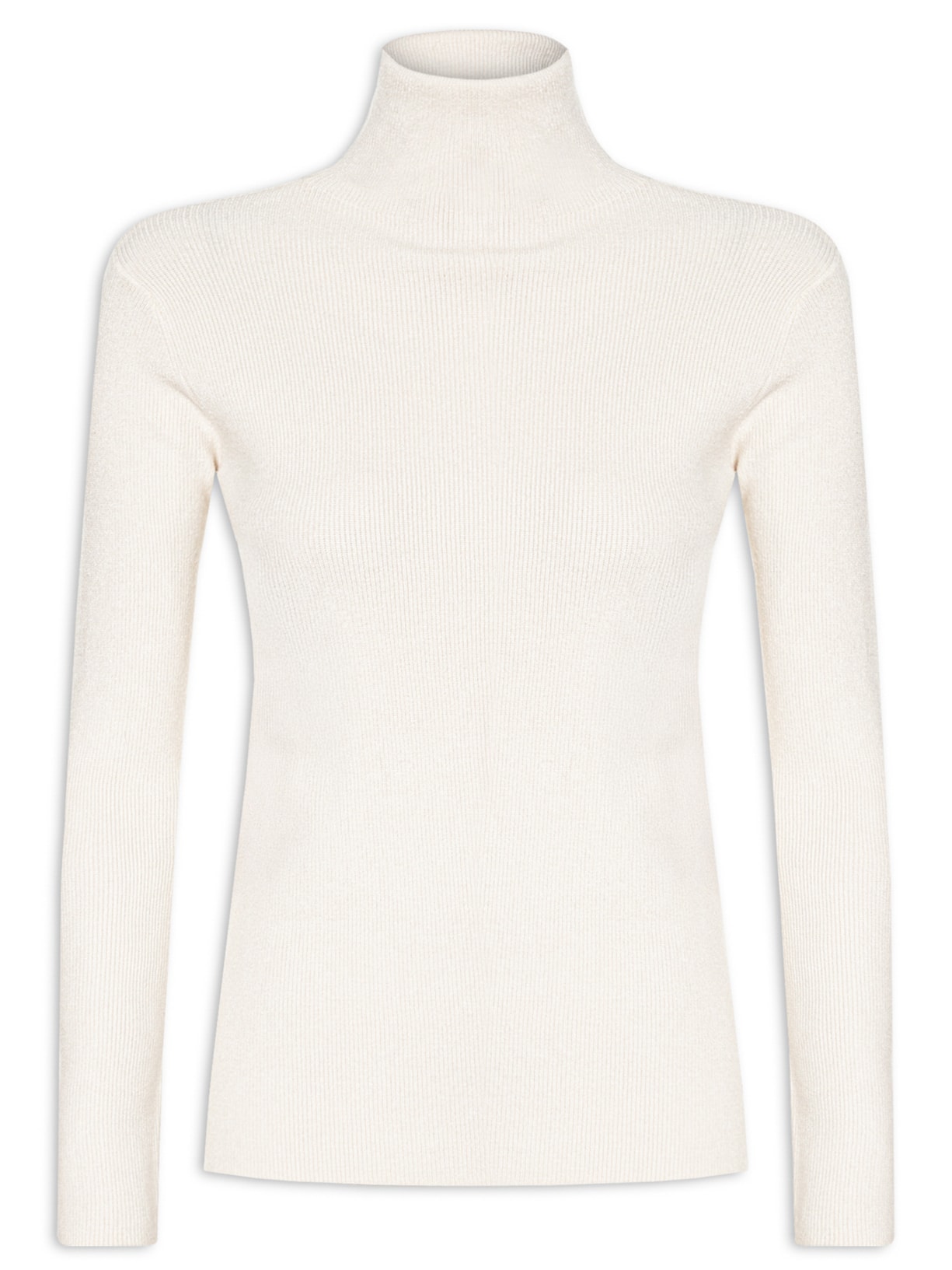 Blusa Feminina Tricot Gola Alta - Off White