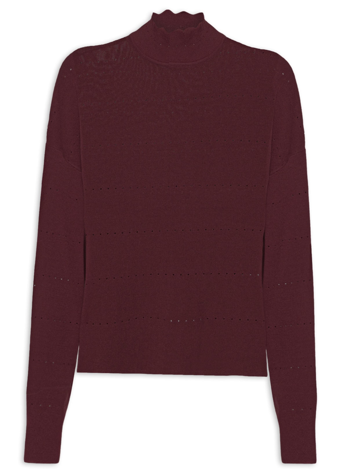 Blusa Feminina Tricot Gola Alta Ondas - Marrom