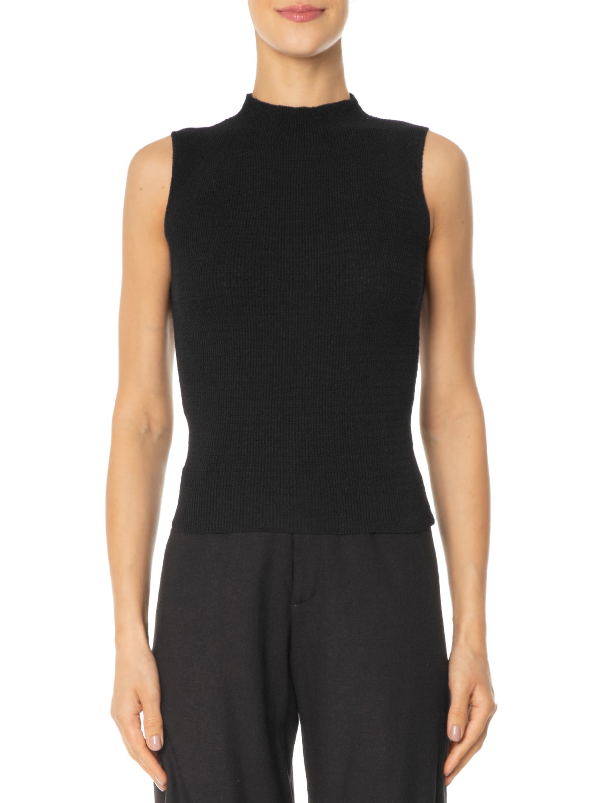 Blusa Feminina Tricot Gola Alta Preto '2Essential