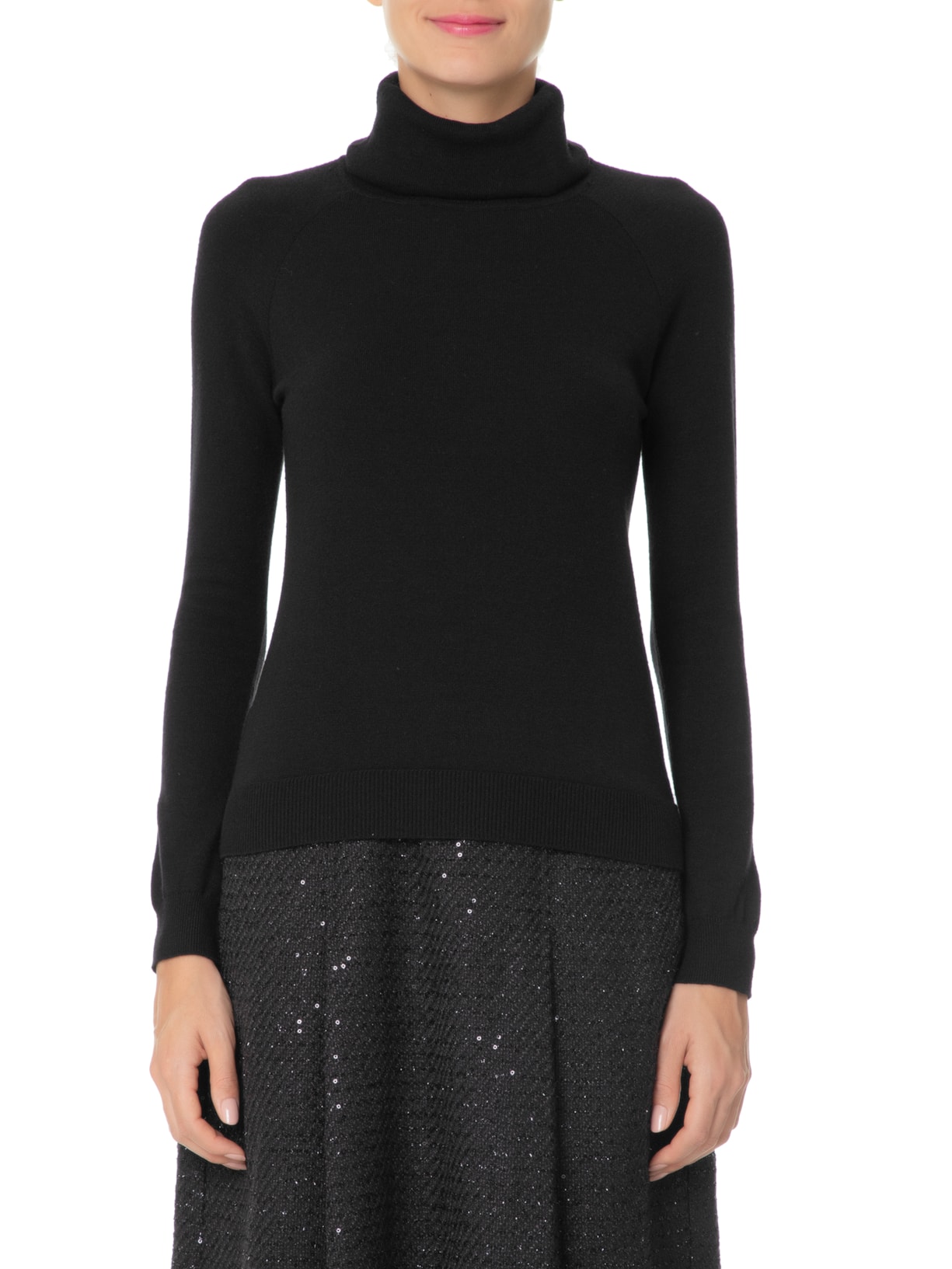 Blusa Feminina Tricot Gola Alta Preto Mixed