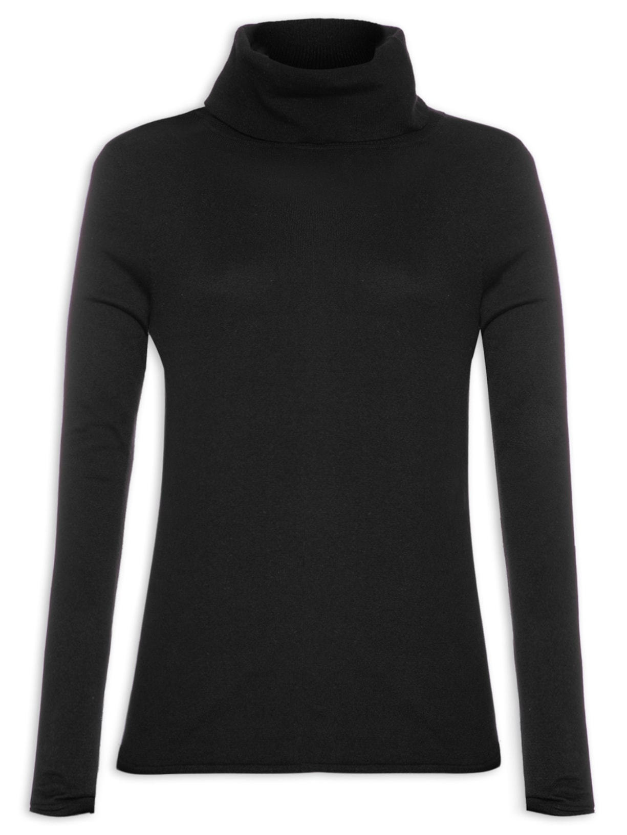 Blusa Feminina Tricot Gola Alta Preto Mixed