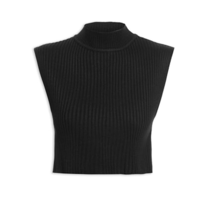 Blusa Feminina Tricot Gola Alta - Preto