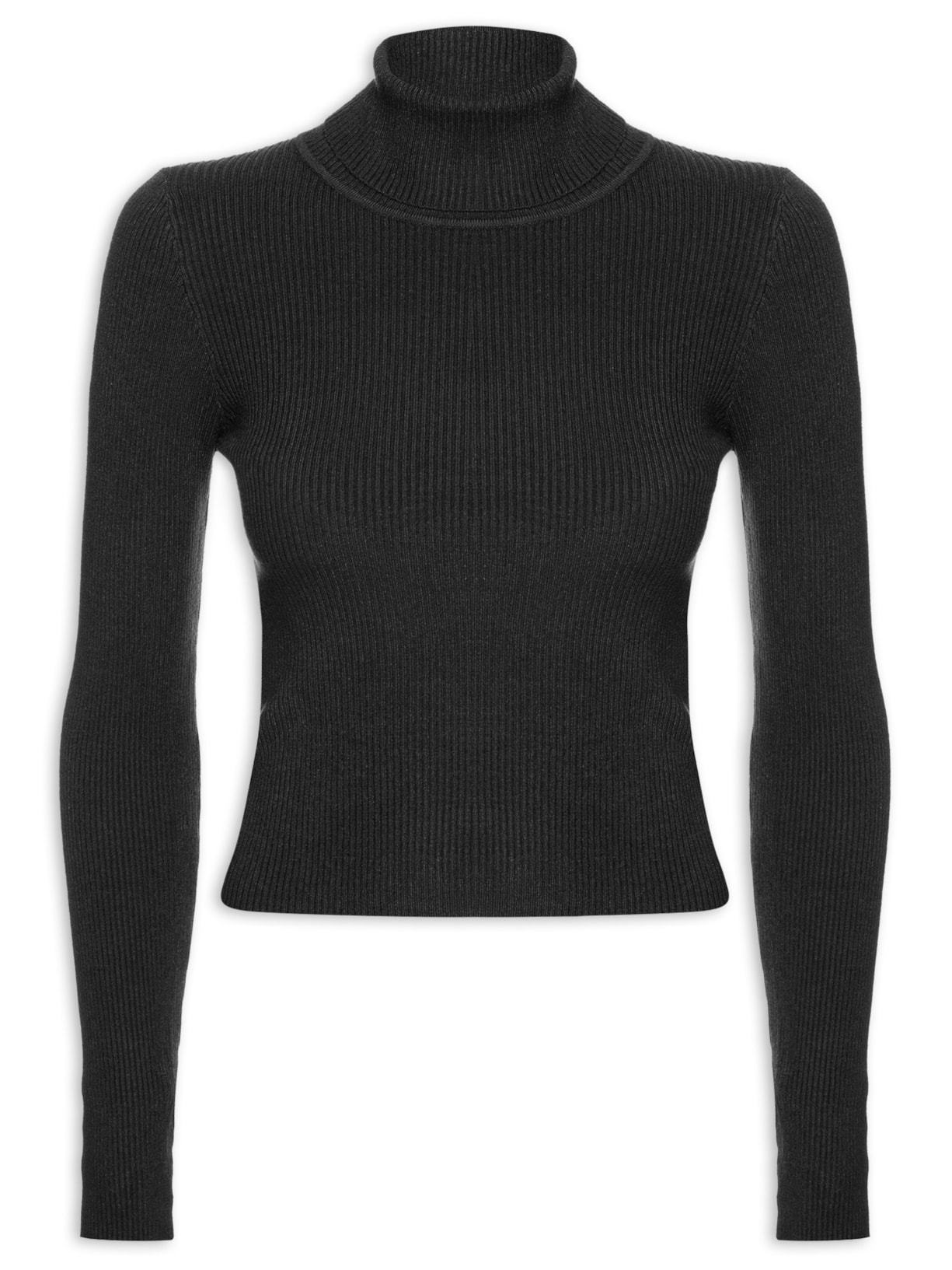 Blusa Feminina Tricot Gola Alta - Preto