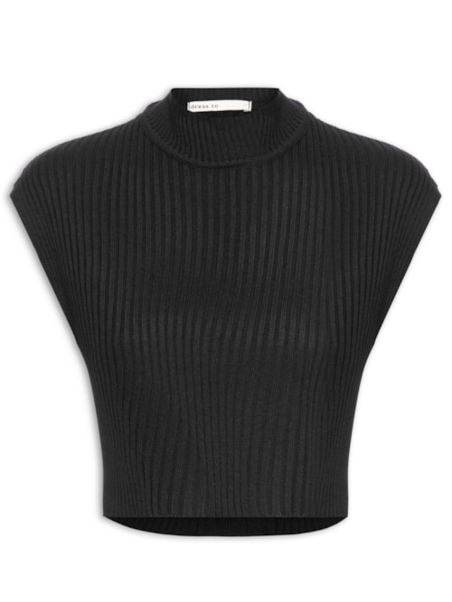 Blusa Feminina Tricot Gola Alta - Preto