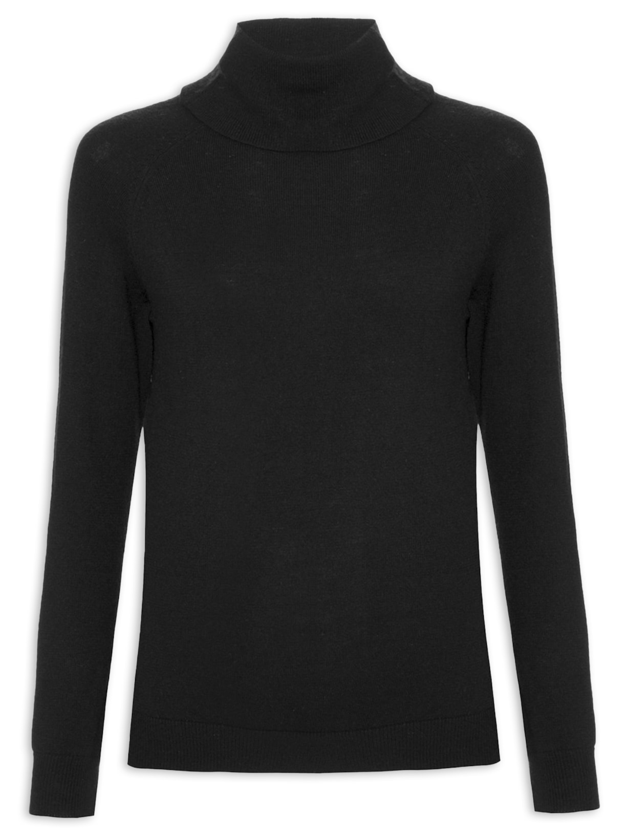 Blusa Feminina Tricot Gola Alta - Preto