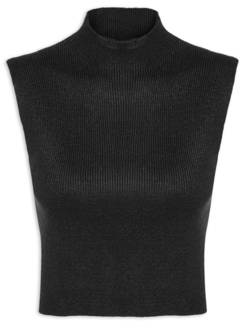 Blusa Feminina Tricot Gola Alta - Preto