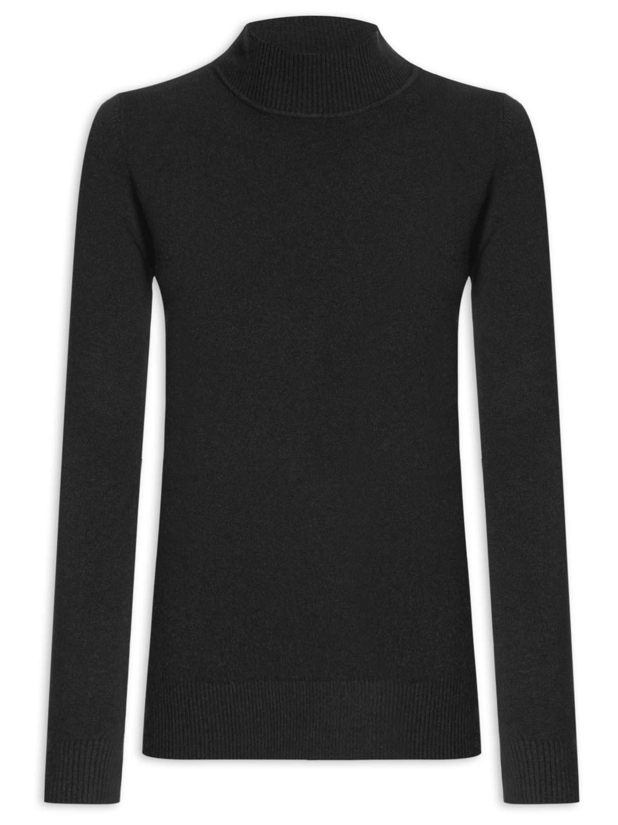 Blusa Feminina Tricot Gola Alta - Preto