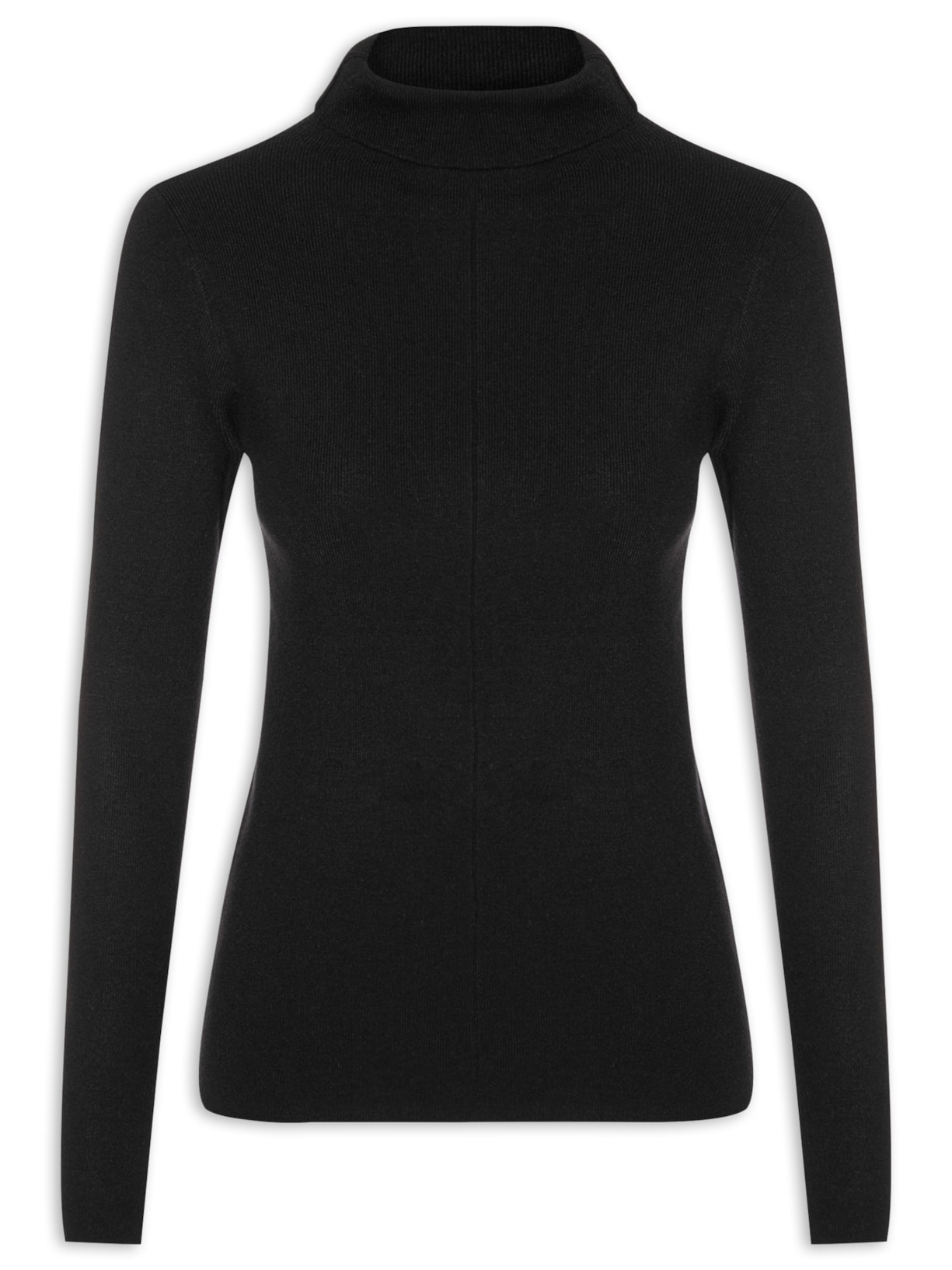 Blusa Feminina Tricot Gola Alta - Preto