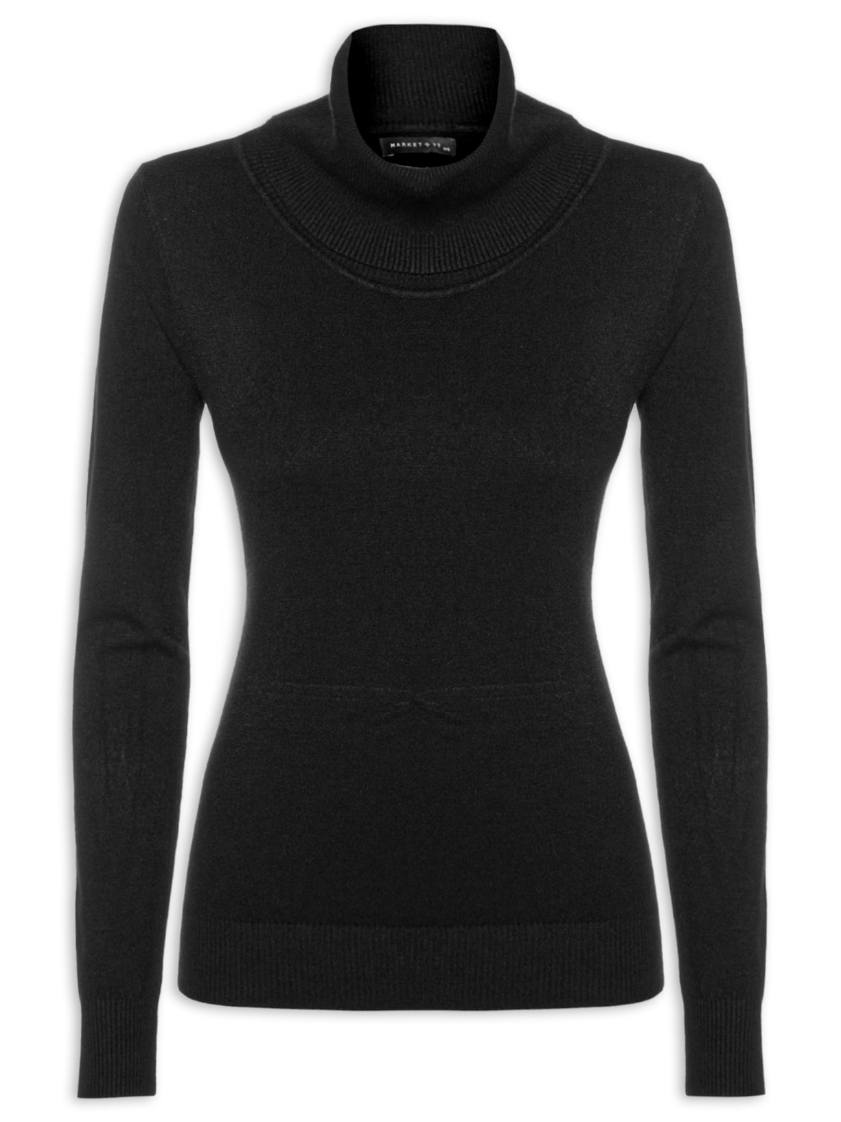 Blusa Feminina Tricot Gola Alta - Preto