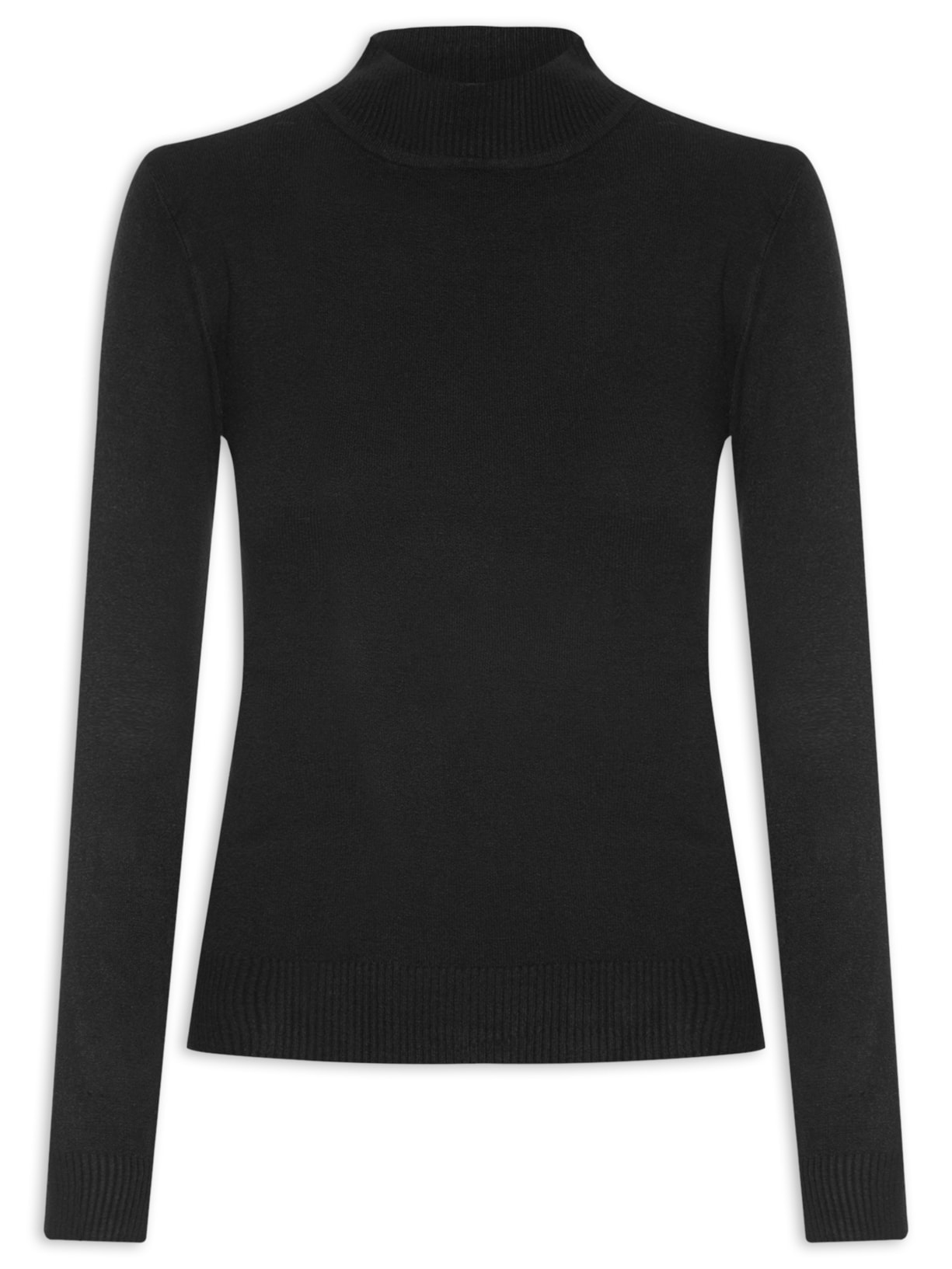Blusa Feminina Tricot Gola Alta - Preto