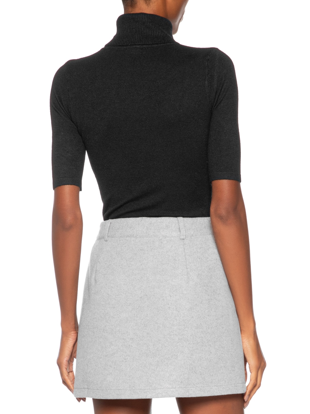 Blusa Feminina Tricot Gola Alta Preto Basiq
