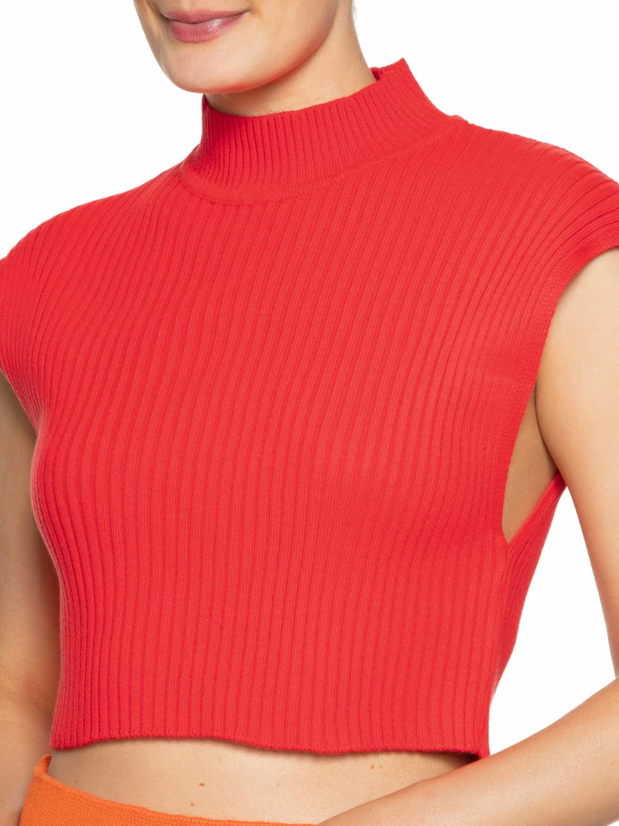 Blusa Feminina Tricot Gola Alta Vermelho  Dress To