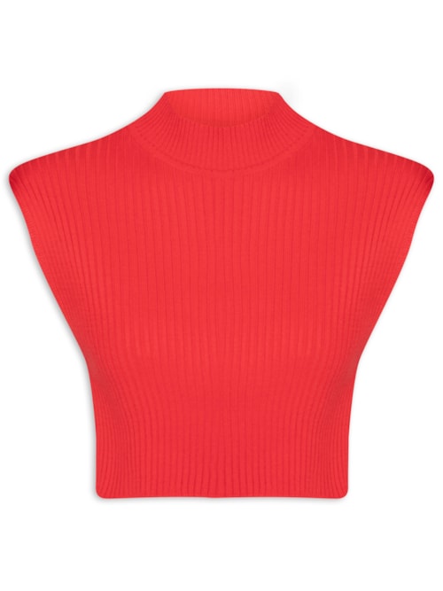 Blusa Feminina Tricot Gola Alta - Vermelho